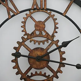 Steampunk Industrial Gear Wall Clock with Roman Number PowerLon